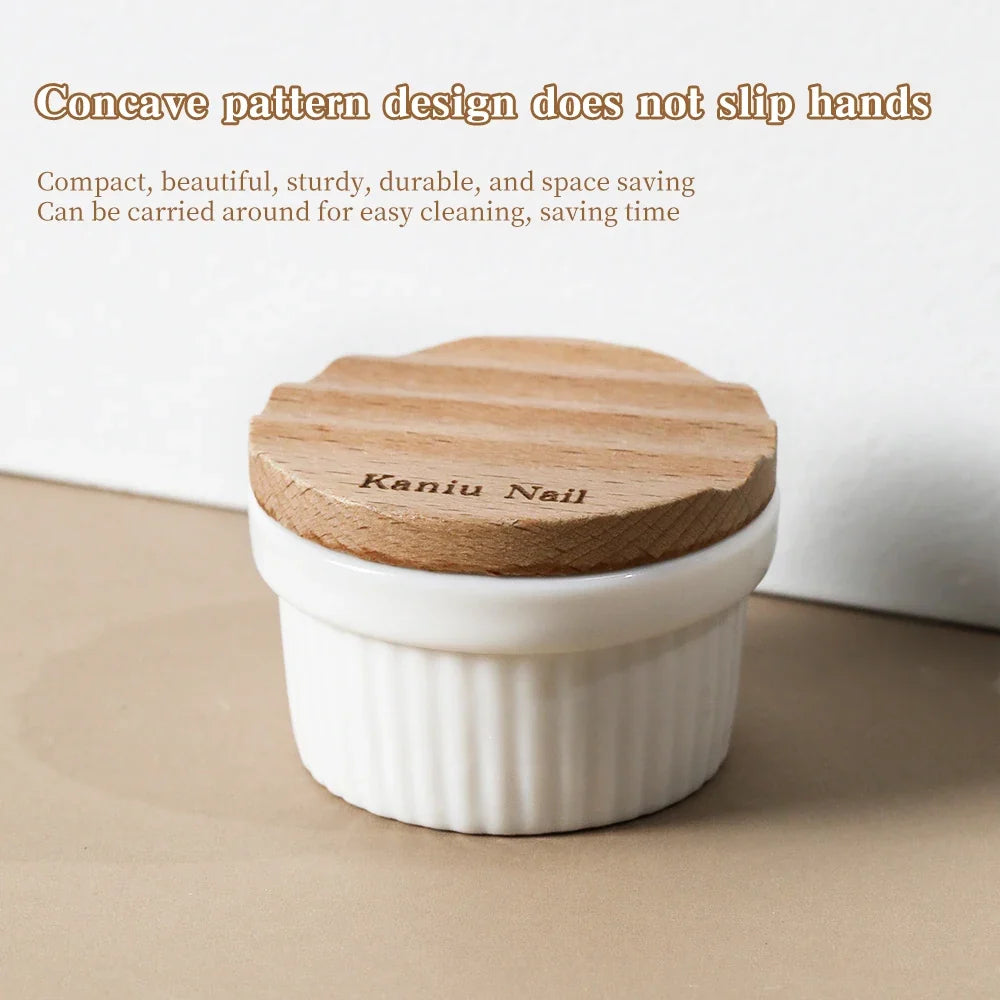 KANIU Smooth Elegant Ceramic Brush Cleaner With Built-In Stiff-Bristle Brush A Portable Nail Care Cup Designed For In Nail Salon