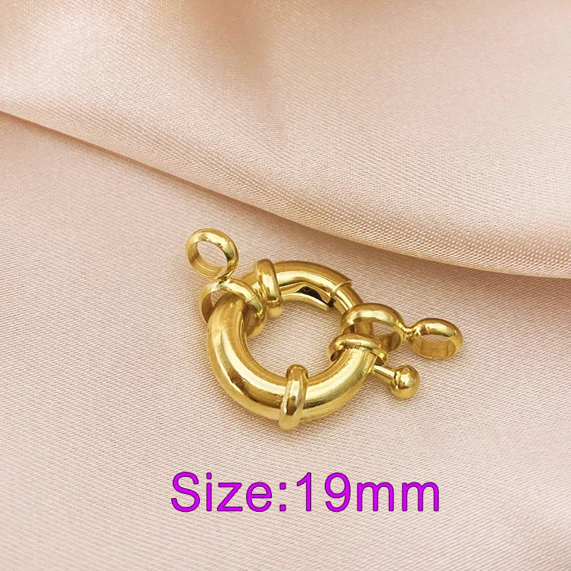 18K Real Gold Color Round Spring Clasps Hooks for Bracelet Clavicle Necklace Clasp Connectors DIY Jewelry Making Supplies