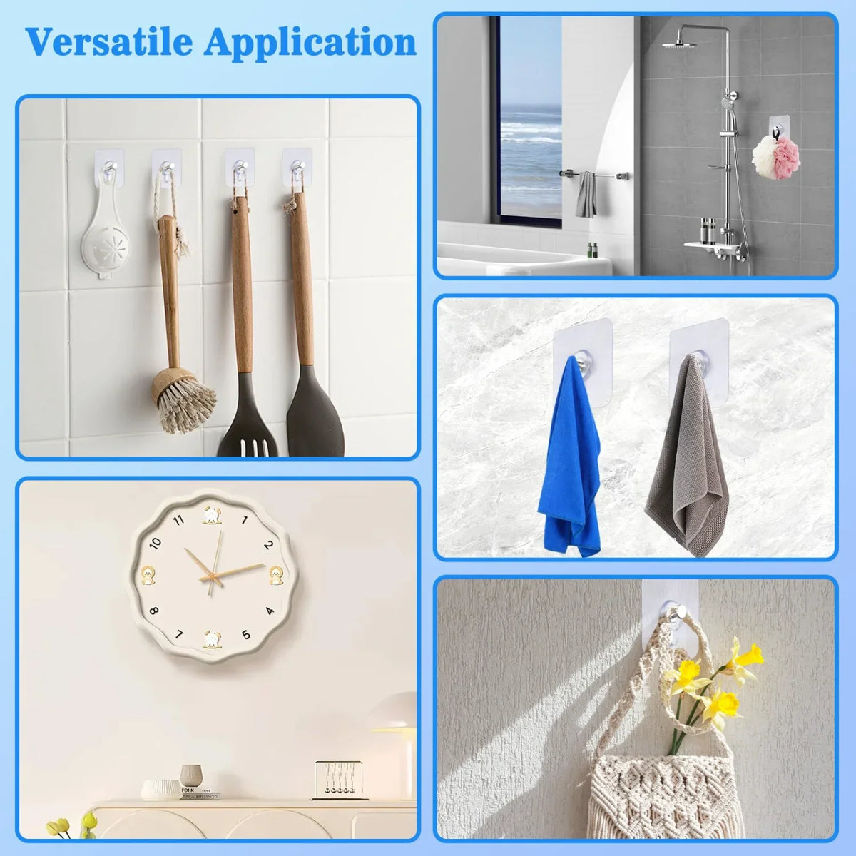 10-100PCS No Drilling Adhesive Wall Hooks Picture Frame Holder Poster Photo Clock Hooks Waterproof Bathroom Hanger Screw Hooks