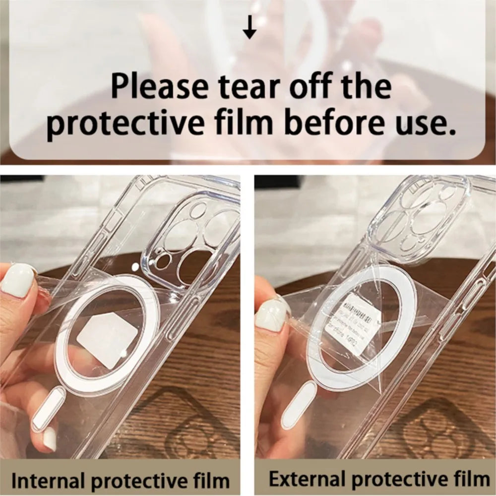 Transparent Magnetic Phone Case For iPhone 18 Pro Max 17 16 13 11 15 14 12 Pro Max Air 16E 17E Silicone Shockproof Fundas Cover