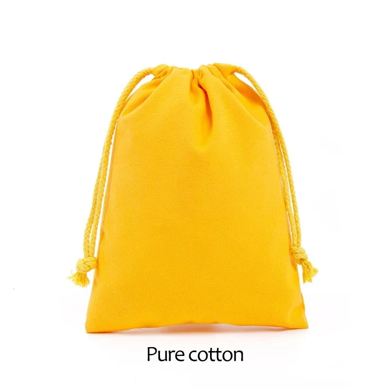 Cotton Cloth Gift Packaging Bag Drawstring Storage Bags White Canvas Bags for Candy Reusable Pouch Home Sundries Organize Sacks