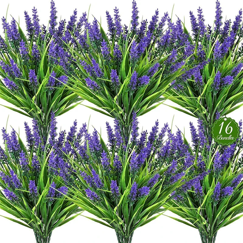 2/4/6Pcs 35cm Artificial Plants-UV-Resistant Faux Monkey Grass Plastic Flower Shrubs Home Outdoor Courtyard Wedding Party Decor