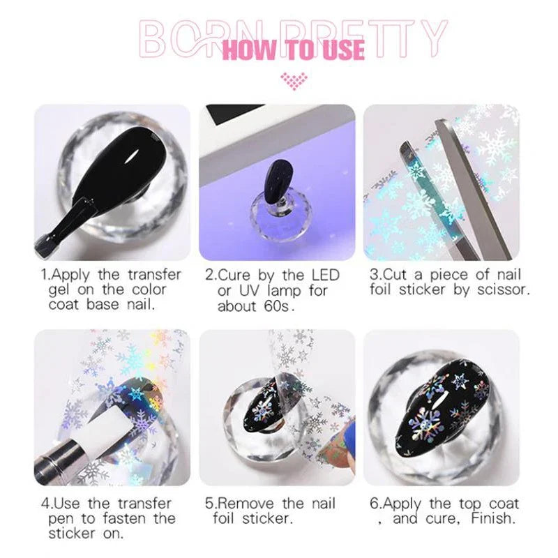 BORN PRETTY Nail Foil Glue Gel 10ML Foil Transfer Gel for Foil Nails Stickers DIY Nail Art Manicure Salon Home UV LED Lamp Need