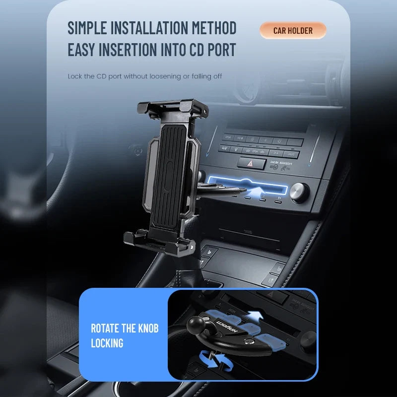 CD Slot Car Tablet Stand Holder Tablet and Phone Navigation Multi-functional Creative Snap-on Car Phone Holder Tray for Ipad Pro