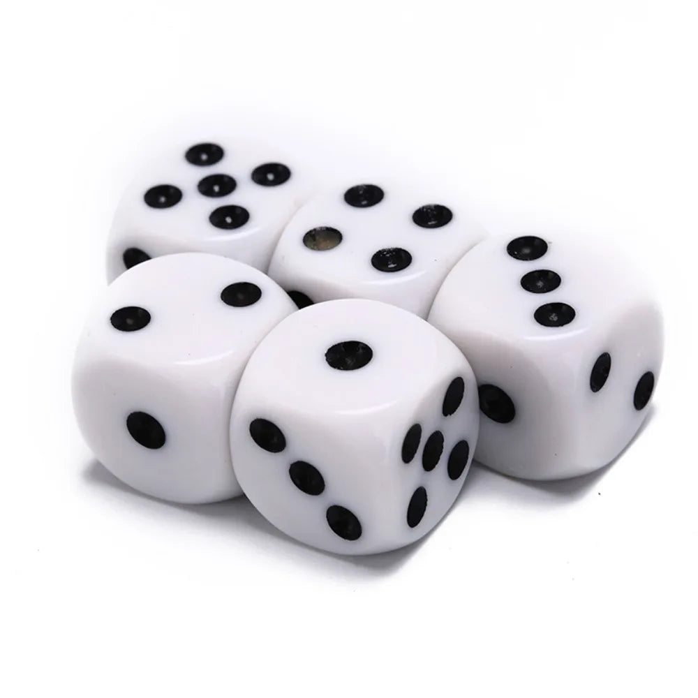 5Pcs/10Pcs 14mm/10mm 6 Sided Drinking Dice White Dices Acrylic Cubes RPG Dice Game Accessory Round Corner Digital Dices