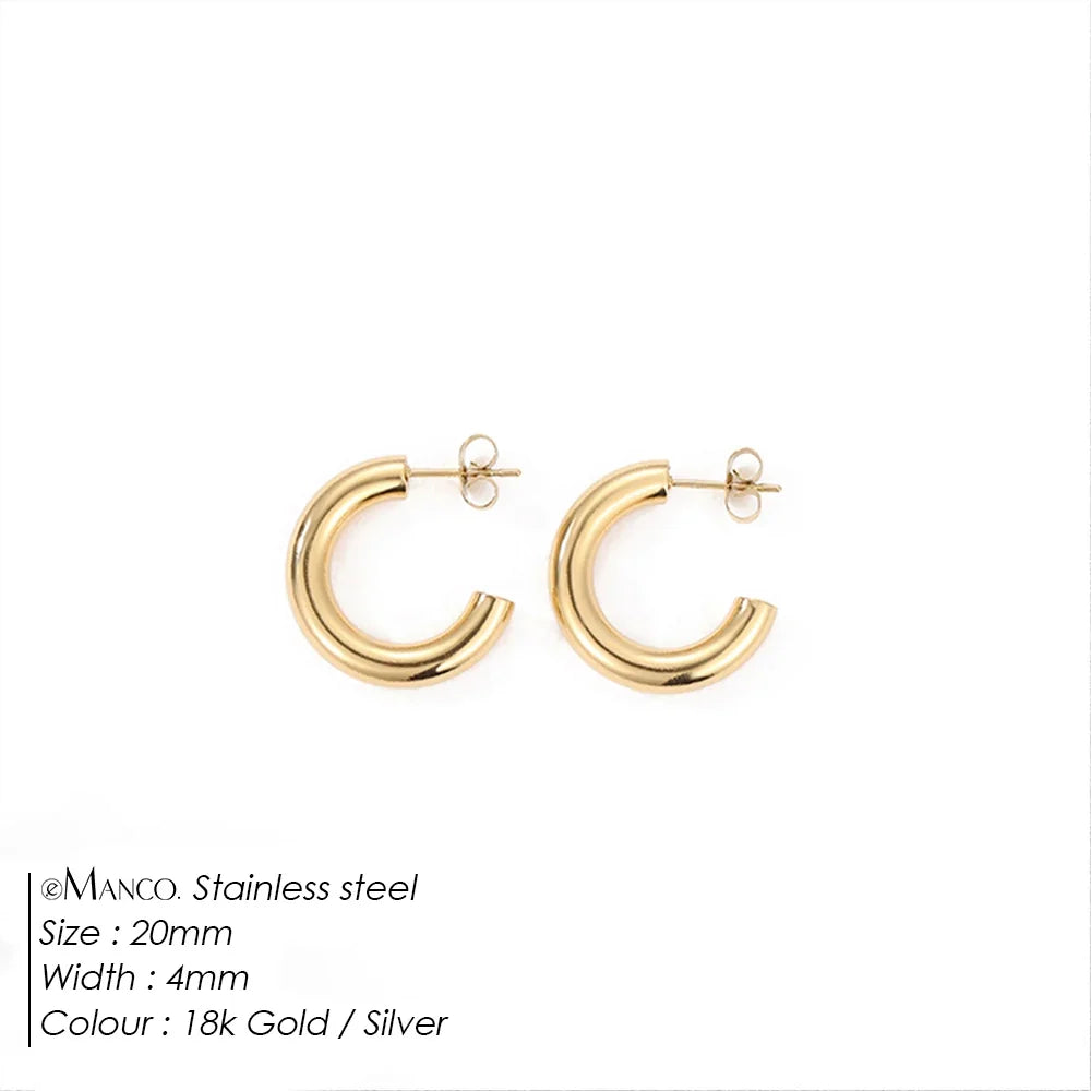 EMANCO Fashion Gold Size Circle Earrings Women's Jewelry Accessories Classic Stainless Steel Earrings Wholesale
