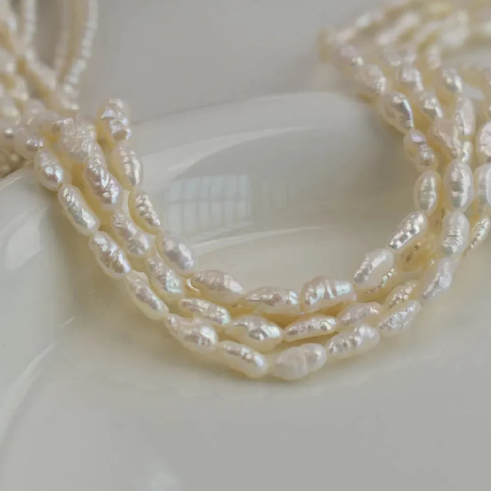 4-5mm Baroque Striped Small Beads Natural Freshwater Pearl Beads for Jewelry Making Supplies DIY Necklace Bracelet Accessories