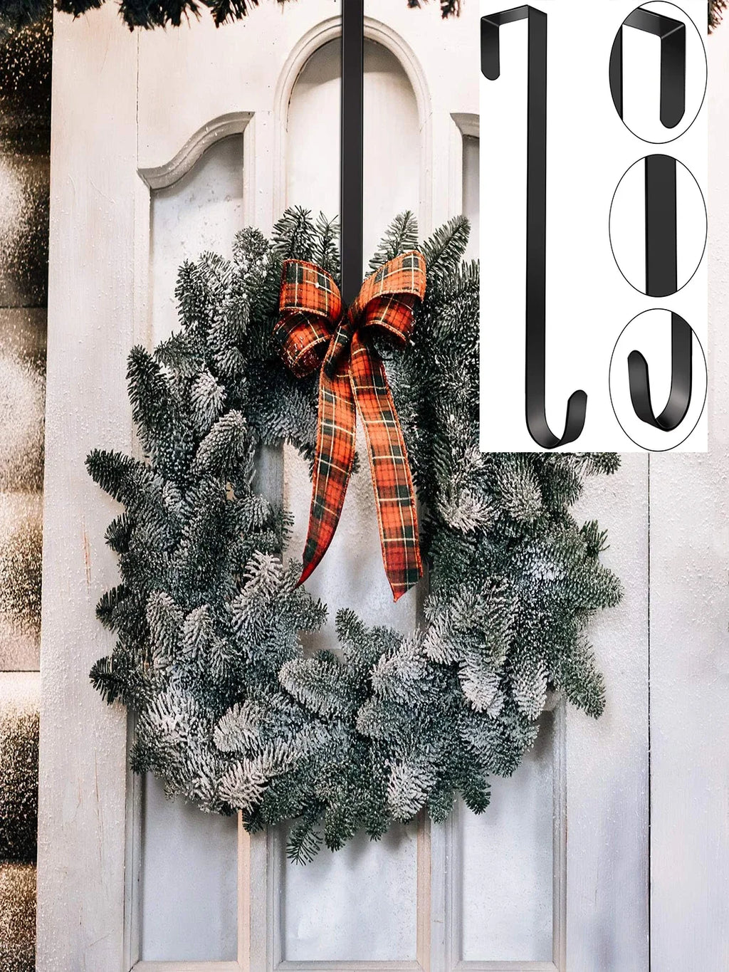 12inch/15inch Wreath Hanger for front door, Wreath Hook Over the Door Wreath Hanger Hanging Hook