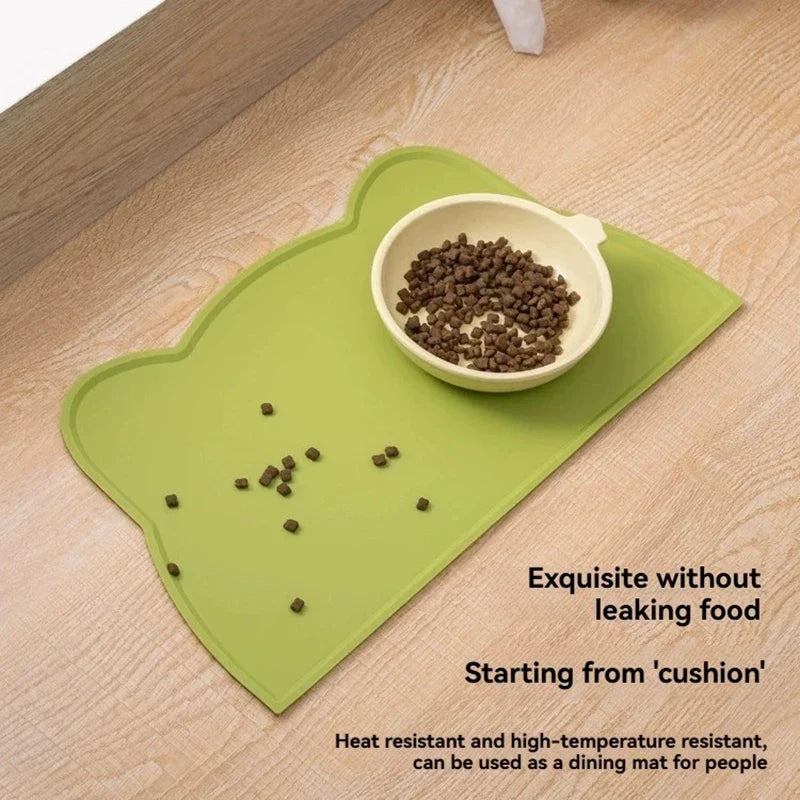 1pc Cat and Dog Meal Mat, Pet Silicone Mat, Cat Head Type, Easy to Clean, Anti Overflow, Waterproof and Anti Slip Mat
