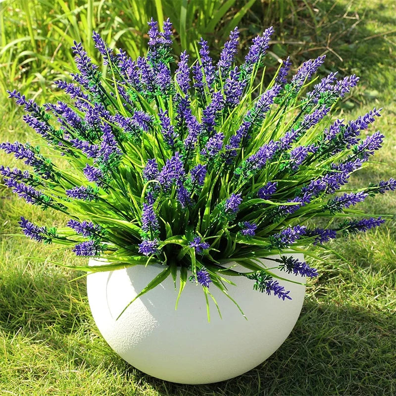 2/4/6Pcs 35cm Artificial Plants-UV-Resistant Faux Monkey Grass Plastic Flower Shrubs Home Outdoor Courtyard Wedding Party Decor