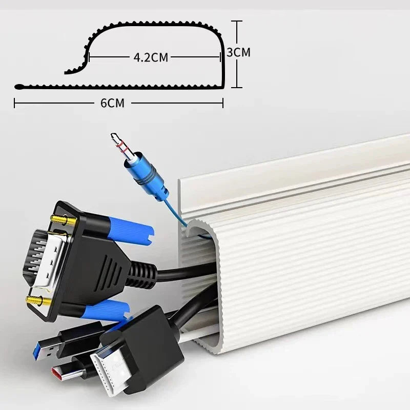 Channel Desk Cable Organizer Cable Management Accessories White Cable Protecter No Drilling Under Desk Management Tray