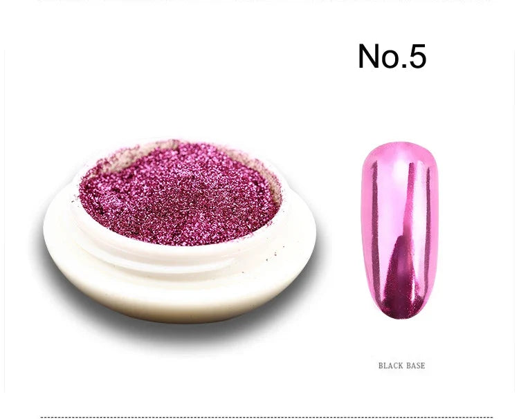 1 Jar Holographic Chili Red Mirror Nail Chrome Powder Effect Metallic Dust UV Gel Gold Chrome Nail Powders Pigment Christmas Red
