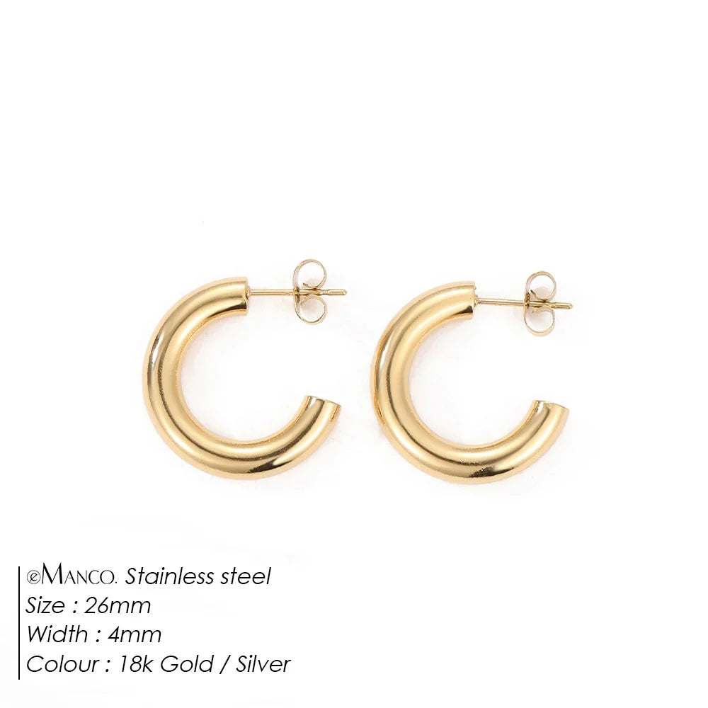 EMANCO Fashion Gold Size Circle Earrings Women's Jewelry Accessories Classic Stainless Steel Earrings Wholesale