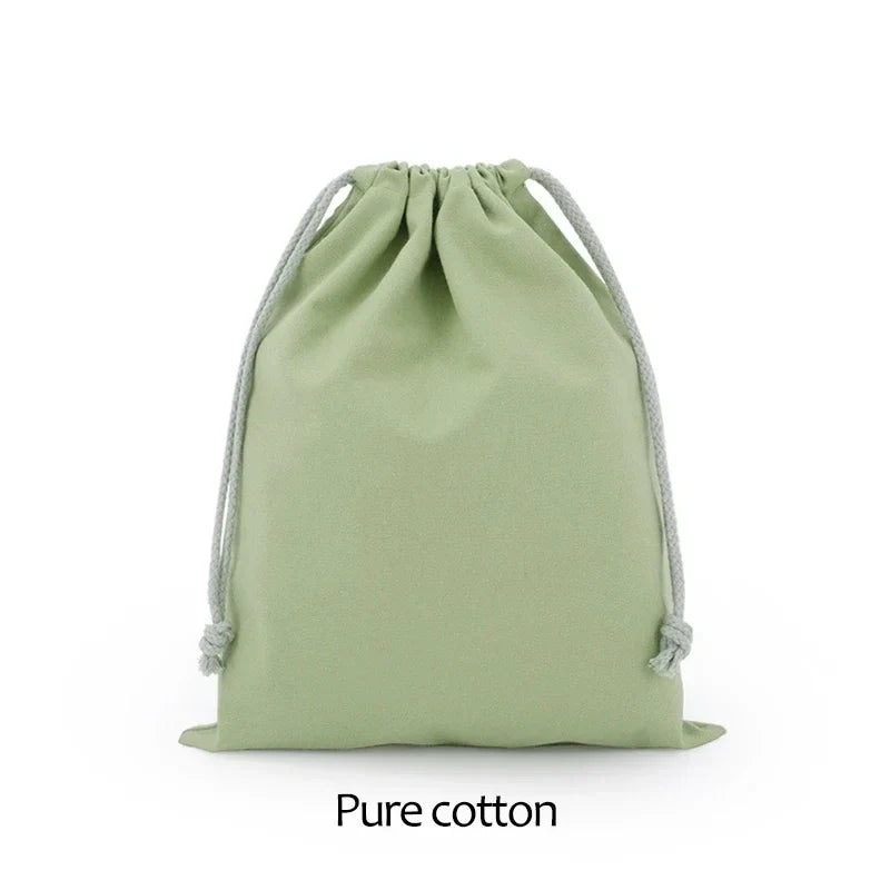 Cotton Cloth Gift Packaging Bag Drawstring Storage Bags White Canvas Bags for Candy Reusable Pouch Home Sundries Organize Sacks