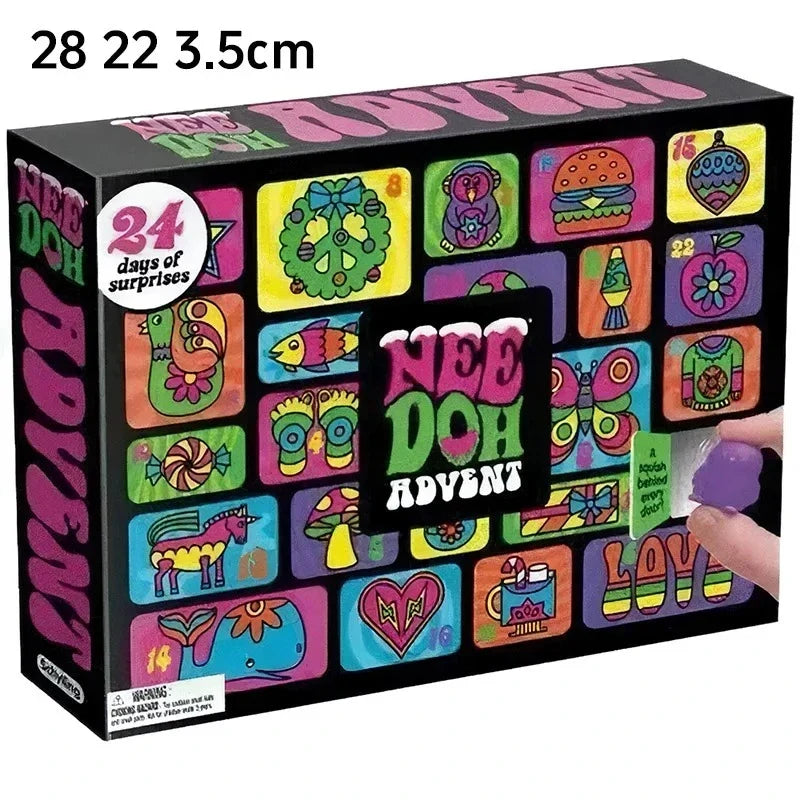 2026 NeeDoh Advent Calendar 3D PVC Fidget Doll Christmas Countdown Surprise Box Stress Relief Toy New Year Family Surprise Gift