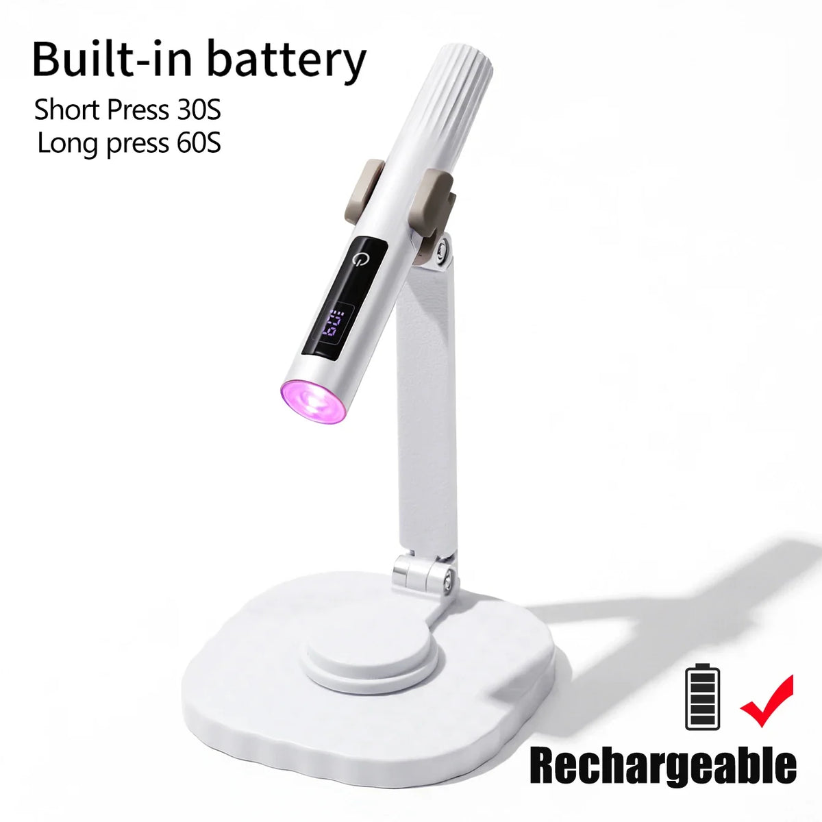 YIKOOLIN Mini Handheld UV Light Nail Lamp with Stand Handheld UV Light with Display for Gel Nail Rechargeable USB Nail Dryer