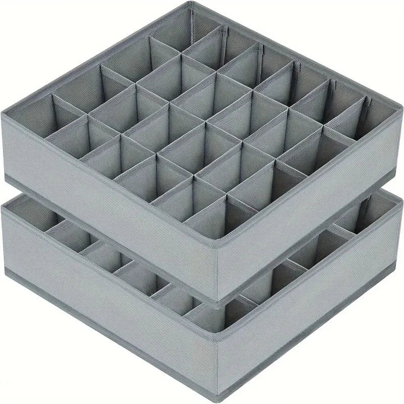 1pc Fabric Storage Box with 24 Compartments - Foldable Stackable Organizer for Socks Ties Underwear Space-Saving Drawer Divider