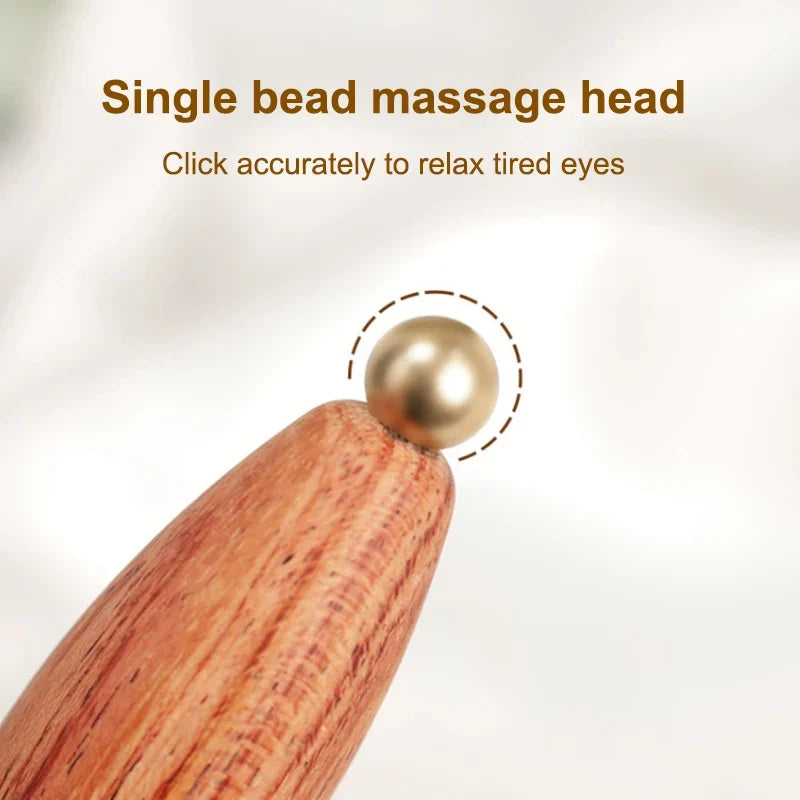 Mini Lotus Seedpod Brass Bead Wood Facial Gua Sha Eye Facial Point Massager Relaxatiow Meridians Acupoint Massage Tool"