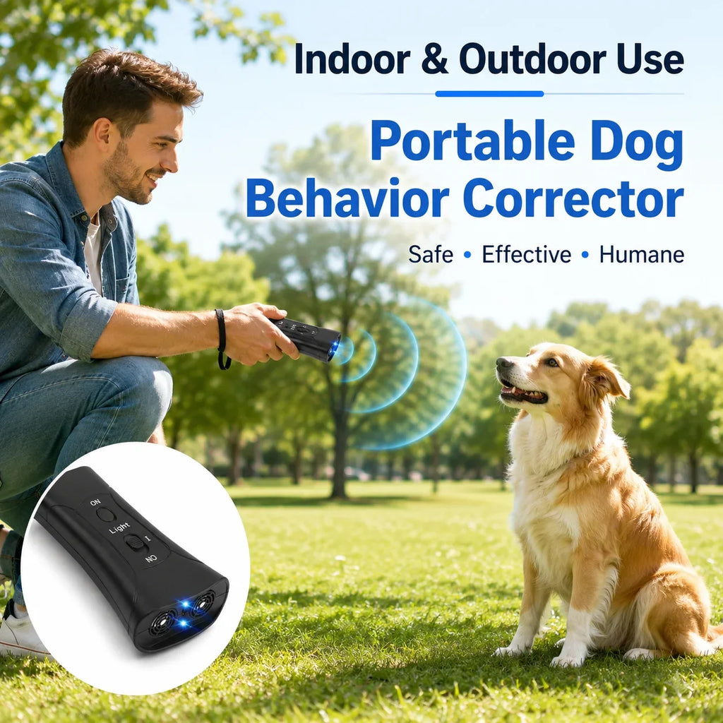 Handheld Ultrasonic Anti Barking Device Dog Training Tool with LED Light 2 Modes Pet Behavior Corrector