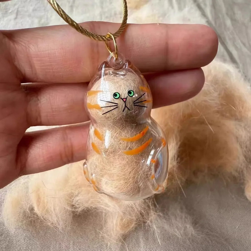 Pet Hair Memorial Resin Storage Capsule Creative Cat/Dog Hair Pendant Unique Keychain Novel Trendy Souvenir Car Decorate Gift