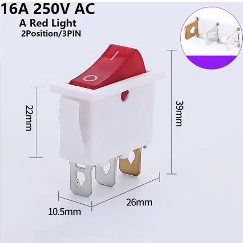 1PCS KCD3 Rocker Switch ON-OFF ON-OFF-ON 2 Position 3Pins Electrical equipment With Light Power Switch 16A 250V / 20A 125V AC