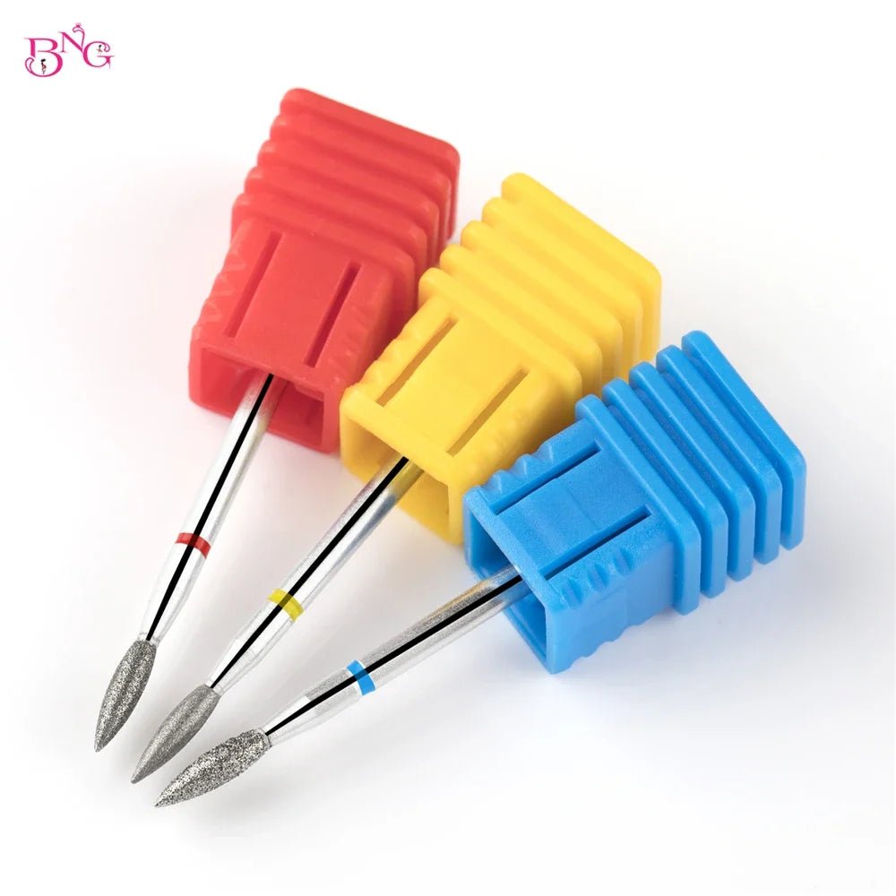 BNG 5Pcs/set Flame Nail Drill Bits Diamond Milling Cutters for Manicure 3/32'' Pro Drill Tips for Nails Cuticle Remove Tools