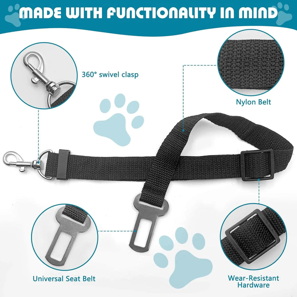 Car Pet Seat Belt, Adjustable Safety Rope, Rust Proof Hook and 360° Rotating Buckle, Used for Trucks and Station Wagons