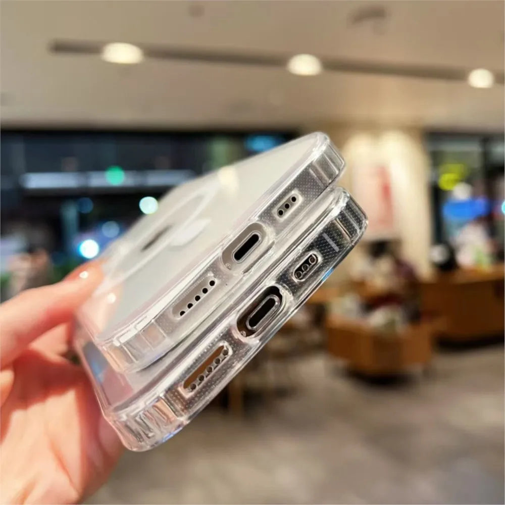 Transparent Magnetic Phone Case For iPhone 18 Pro Max 17 16 13 11 15 14 12 Pro Max Air 16E 17E Silicone Shockproof Fundas Cover