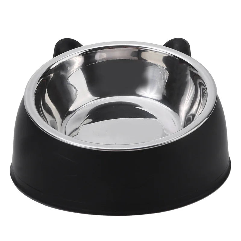 Cat Bowl Lovely Creative Inclined Kitten Puppy Food Feeding Bowls Stainless Steel Cats Drinking Feeder Pet Dogs Cats Feeders