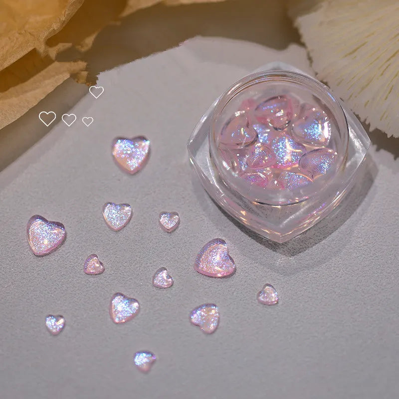 One Box 3D Kawaii Heart Nail Art Charms Resin Glitter Powder Nail Decorations Rhinestones Cartoon Love Jewelry Accessories DIY