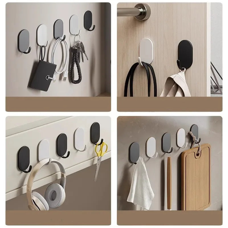 5/10Pcs Self-Adhesive Wall Hooks Door Keys Clothes Hanger Robe Hook Coat Rack Towel Holder Bathroom Accessory Multifunction Hook
