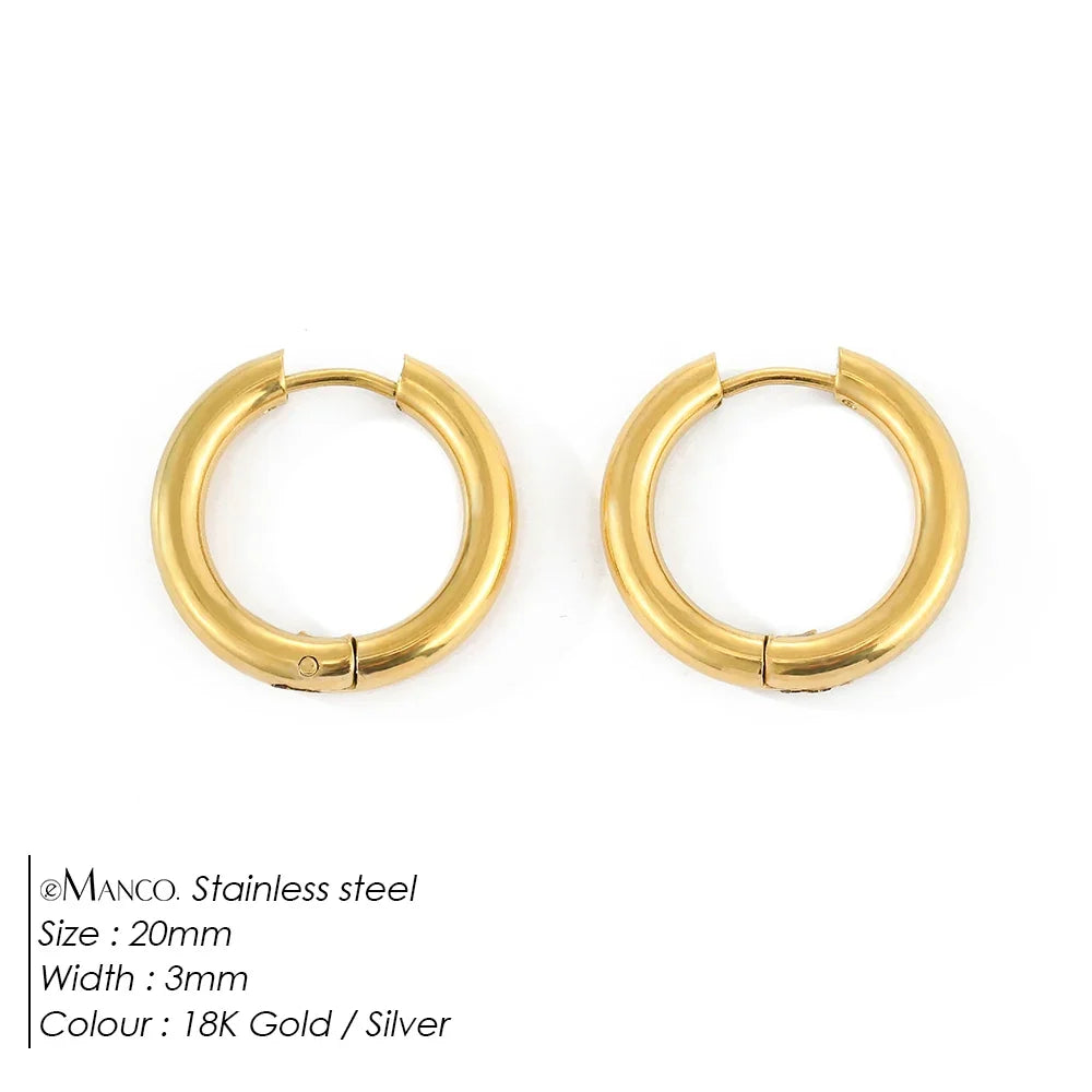 EMANCO Fashion Gold Size Circle Earrings Women's Jewelry Accessories Classic Stainless Steel Earrings Wholesale
