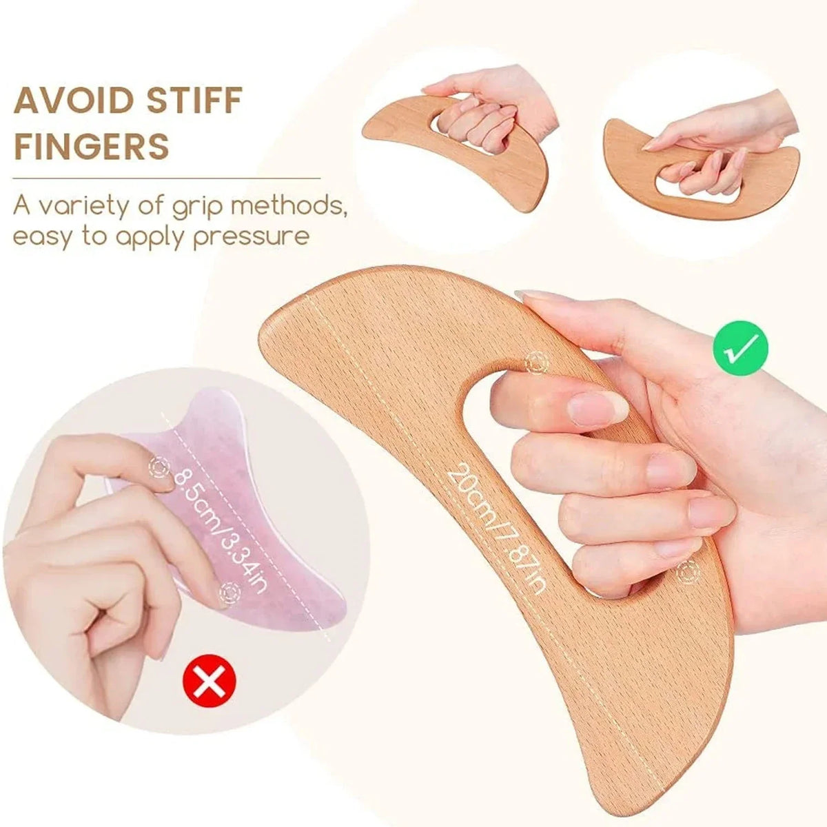 Wooden Cellulite Massager - Full Body Gua Sha Tool for Muscle Scraping & Back Massage, Natural Wood Care