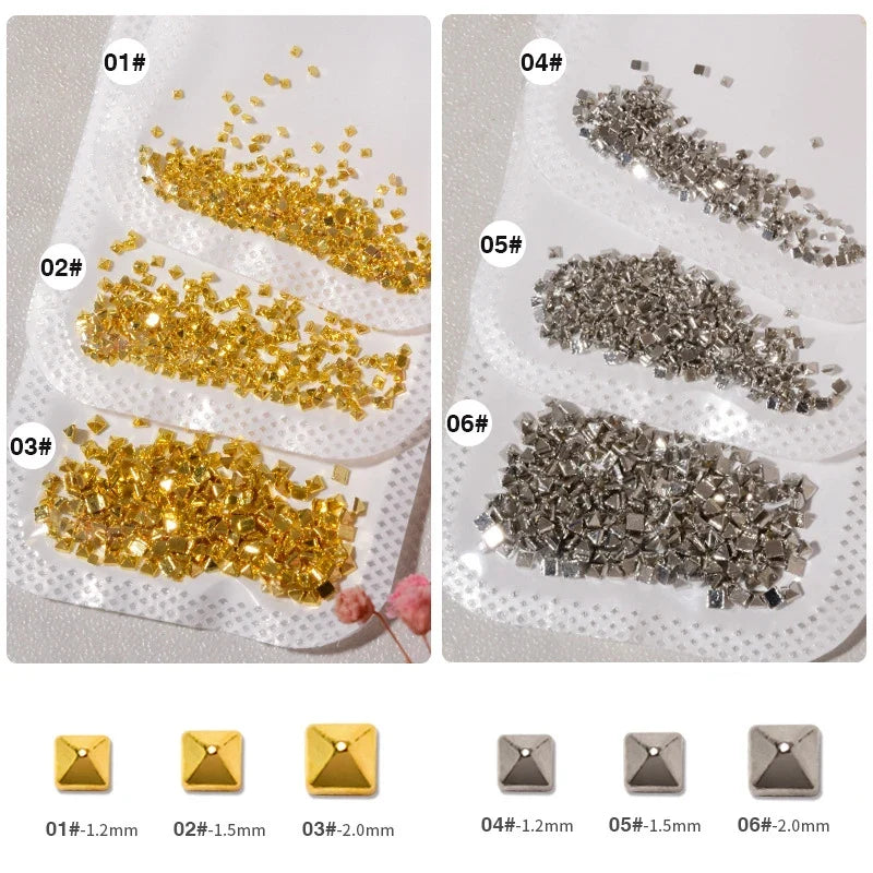 500pcs/bag 3D Silver Punk Pointed Rivet Nail Charms 1.5/2mm Metallic Rivets Studs Nail Art Decorations DIY Manicure Ornaments *1