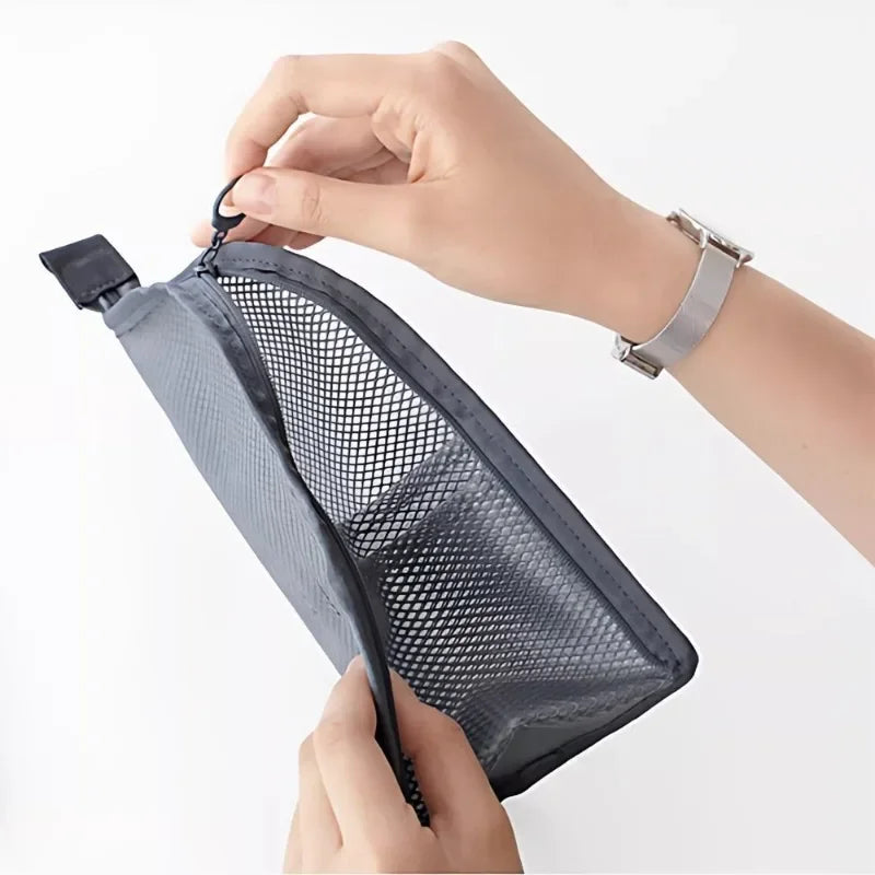 NEW Standing Mesh Toiletry Bag Women Portable Cosmetic Makeup Organizer Travel Waterproof Toothbrush Storage Case Beauty Pouch
