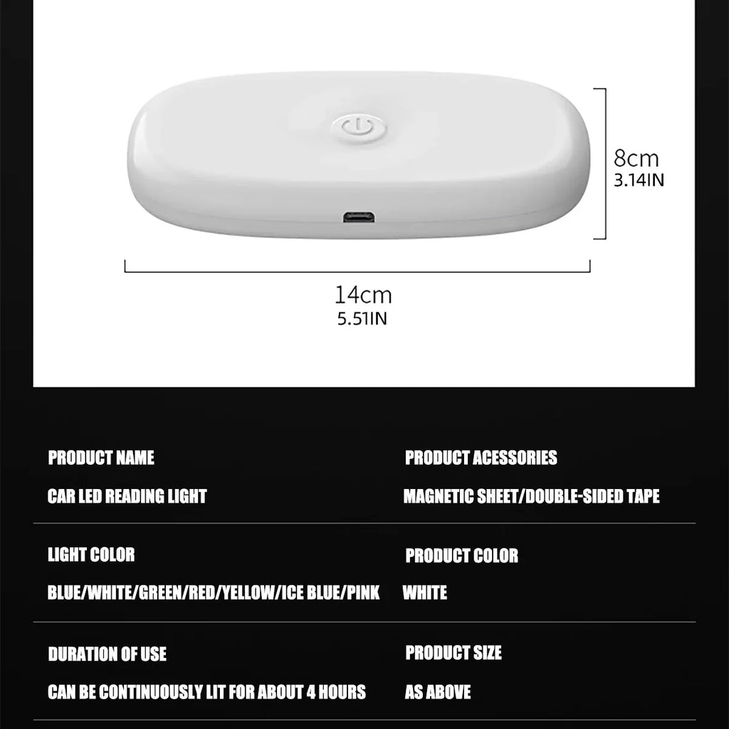 Car LED Touch Light Mini Wireless Car Interior Lighting Magnet Base Car Ceiling Light for Door Foot Trunk Storage USB Charging