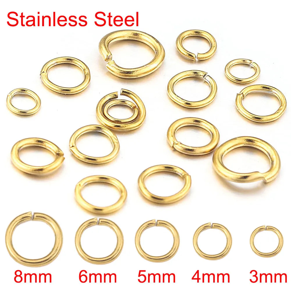 100pcs Lot 4 6 8 10mm Gold Stainless Steel Jump Rings Open Split Ring Connectors for DIY Jewelry Making Supplies Wholesale Items