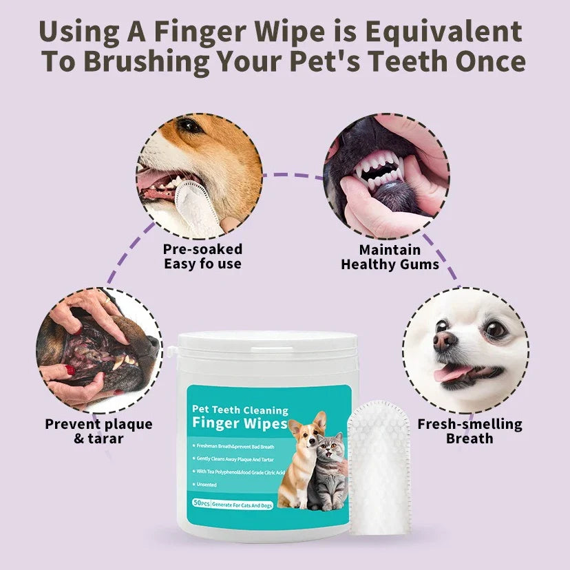 Pet Cleaning Products Disposable Finger Toothbrush Pet Teeth Cleaning Finger Covers Wet Wipes Dog and Cat Oral Cleaning