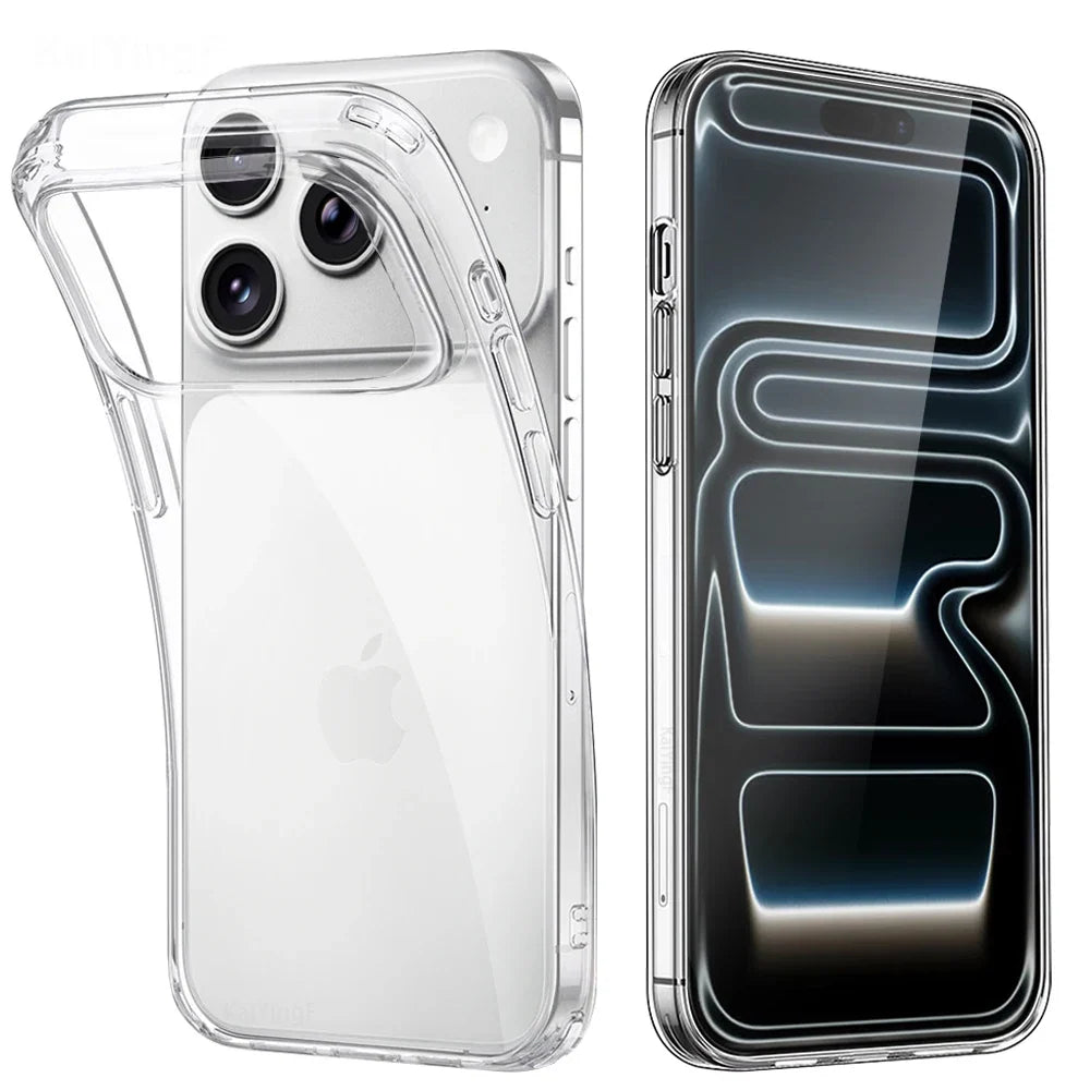 Luxury Transparent Phone Cases For iPhone 17 16 15 11 12 13 14 Pro Max Plus Air XR X Soft TPU Silicone Back Cover Clear Case