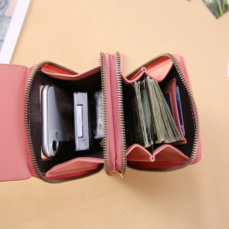 Homefish Women Touchscreen PU Leather Crossbody Mobile Phone Bag Multi Card Holder Mini Wallet For Daily Travel Outdoor Use