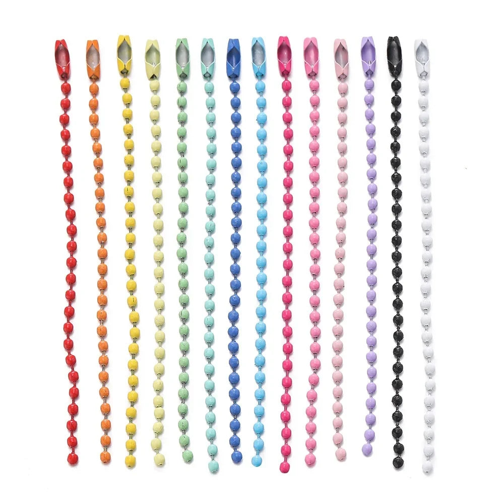 20pcs/Lot 10/12cm Iron Colorful Ball Bead Chain Fits Key Chain Dolls Label Hand Tag Connectors DIY Jewelry Making Supplies