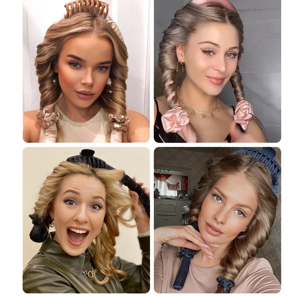 Hair Accessories For Women Clip Soft Hair Curlers Heatless Curling Rod Headband Hair Styling Tools Curling Ribbon Modeling Set