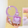 4 in 1 Love Heart Charger Cable Protector Case  For iPhone 15 14 11 16 18w 20w Charging Head Protective Cover Winder Accessories