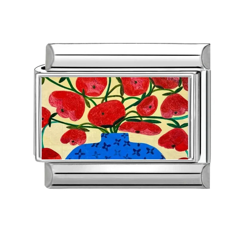 2026 Wholesale Y2K Red Tomato Strawberry Colorful Italian Charms Fit 9mm Stainless Steel Women Fashion Bracelet DIY Jewelry Gift