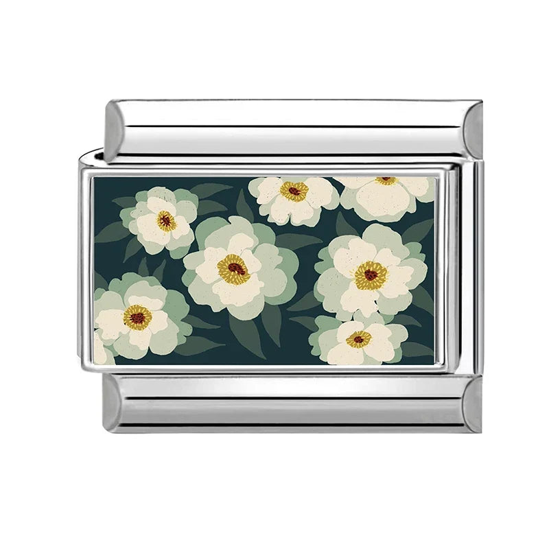 Fashion Colored Color Charms Flowers Lycoris Radiata Italian Link Fit 9mm Stainless Steel Bracelet Jewelry Making DIY Gift