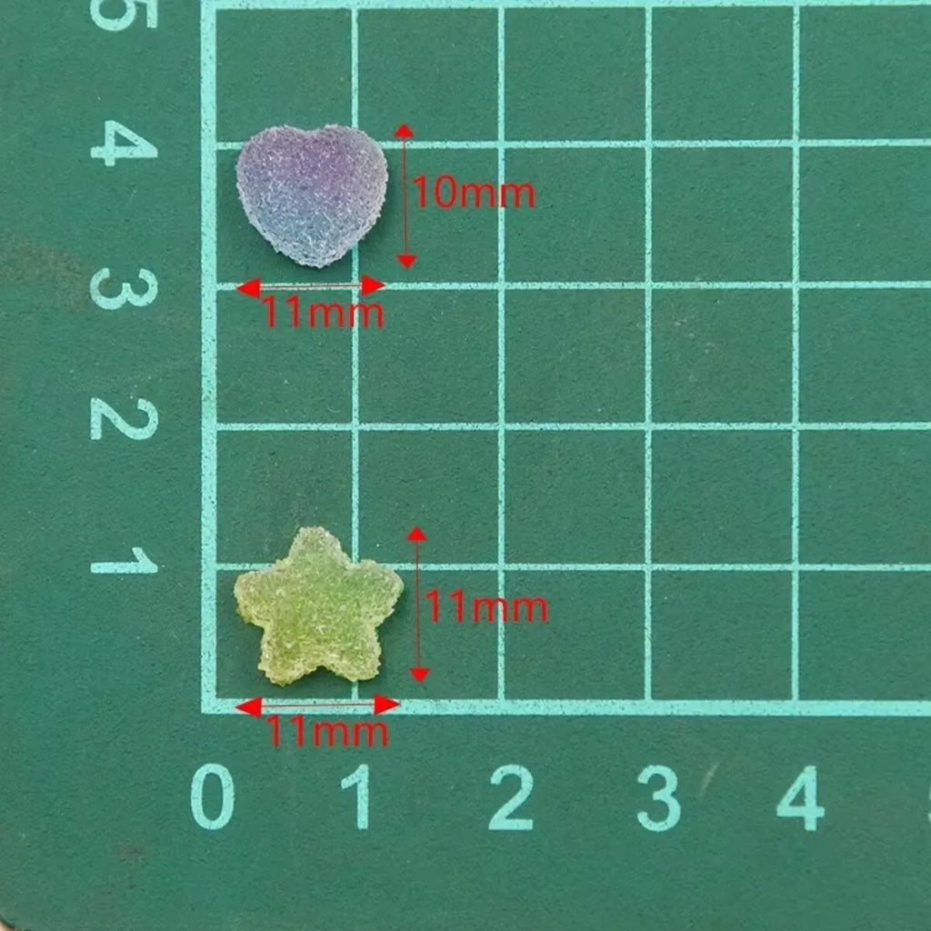 50pcs Slime Gradient Star Heart Nail Charms Mixed Candy Resin Charm Jelly Cabochon Mini Clay Polymer Slime Beads Nail Decoration
