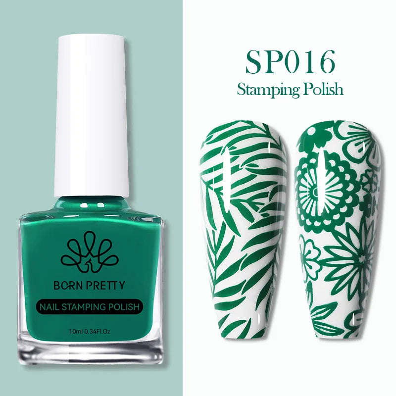 BORN PRETTY 10ml Nail Art Stamping Polish for Manicure Printing Design Black White Nail Art Varnish Need No Smudge Top Coat Oil