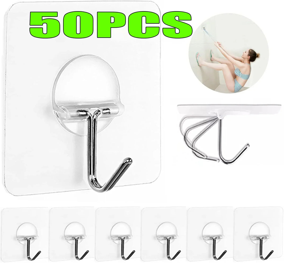 Adhesive Wall Hooks for Hanging Set of Hooks Door Kitchen Heavy Duty Seamless Self Adhesive Hooks Removable Waterproof Office