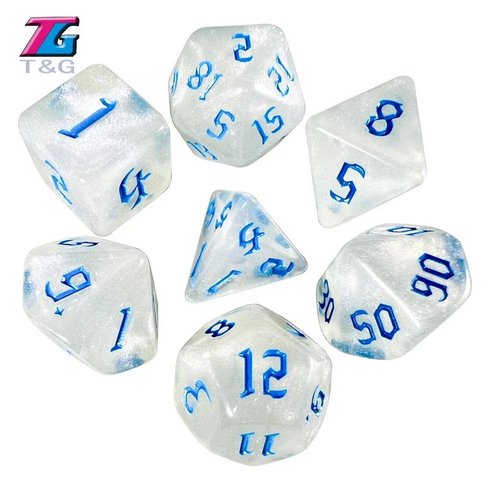 DND  Dice RPG Dice Amazing Colours Mixing Fantasy Starlight Effect Unique Retro Font Styles For Roll Playing Card Games