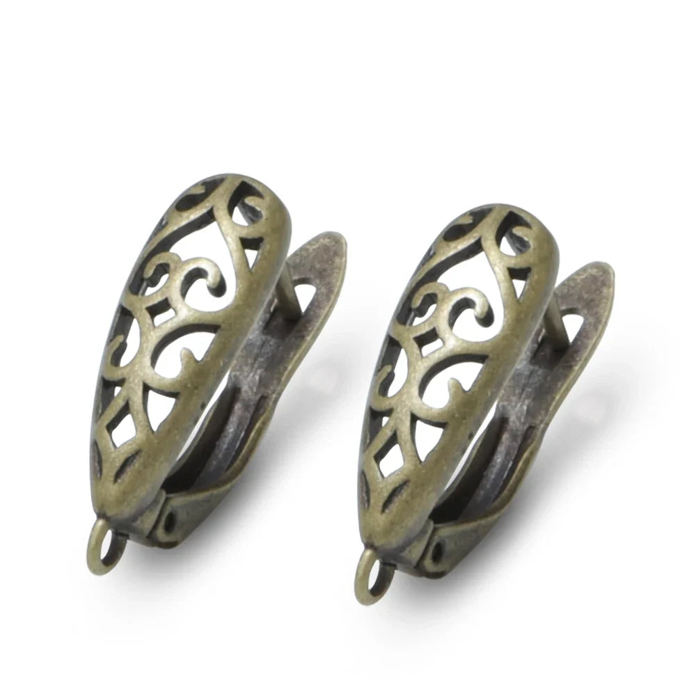 1 Pair NEW Cross Antique Bronze Brass Earring Clasps Hooks Accessories For DIY Woman Earring  Jewelry Making Supplies